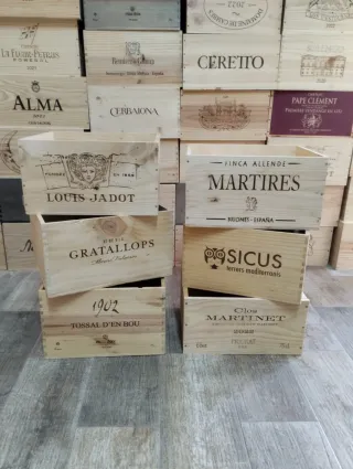 6 Scatole di Vino in Legno per Decorazione