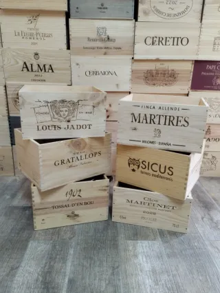 6 Scatole di Vino in Legno per Decorazione