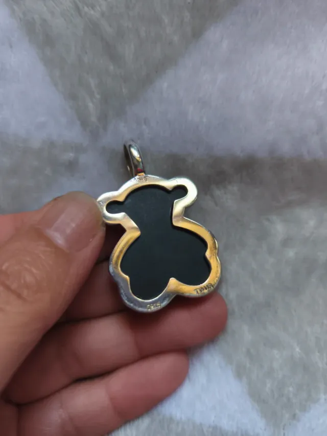 Colgante Oso Onix y Plata Tous Grande