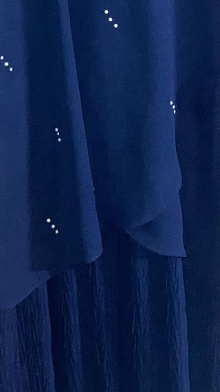 Vestido azul fiesta perlas