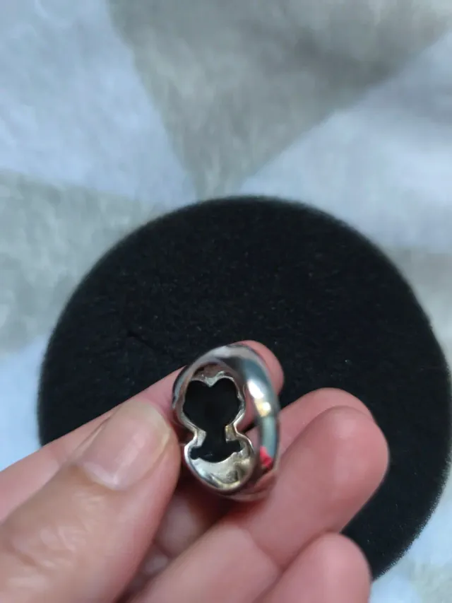 Anillo Oso Onix Plata mediano