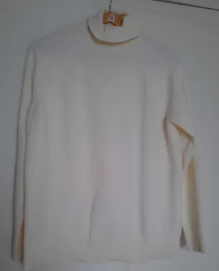 Jersey cuello alto mujer blanco marfil