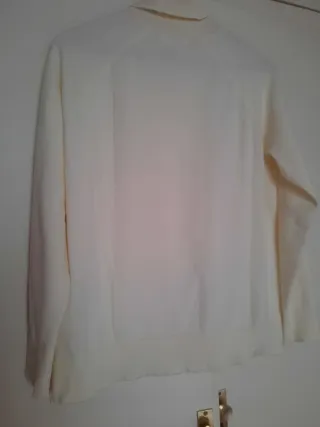 Jersey cuello alto mujer blanco marfil