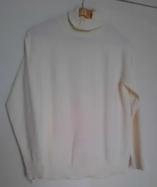 Jersey cuello alto mujer blanco marfil