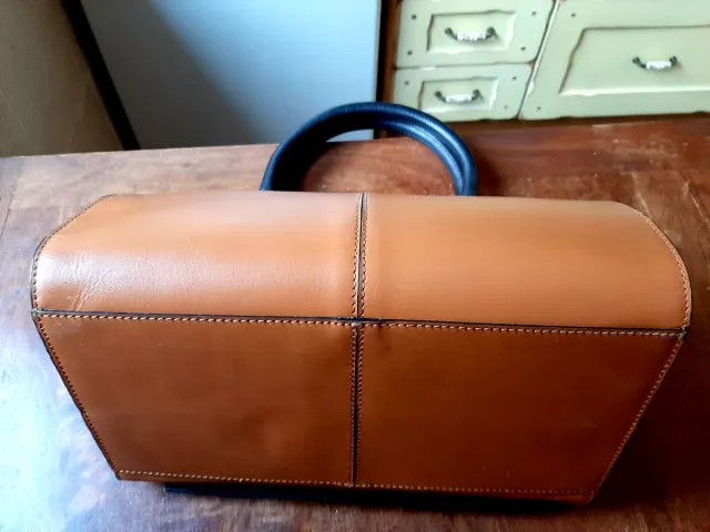 Bolso Cuplé Piel Marrón y Blanco