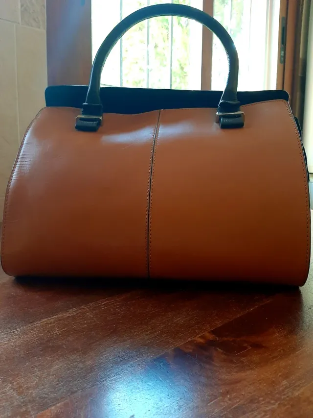 Bolso Cuplé Piel Marrón y Blanco