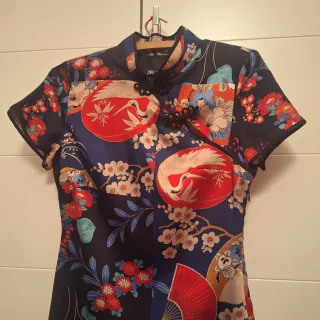 Vestido Zara estampado grullas y flores