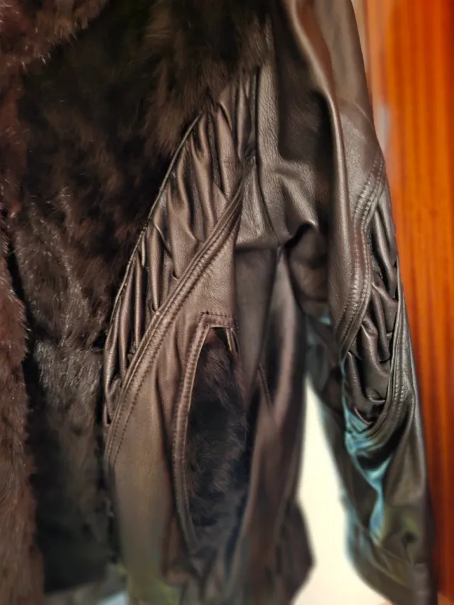 Cazadora cuero Mujer, Negra talla 54