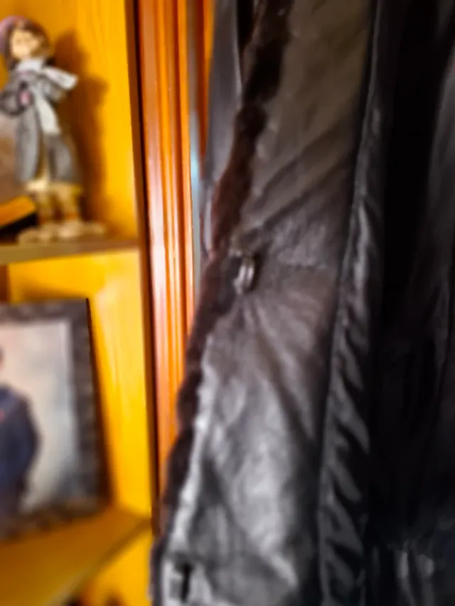 Cazadora cuero Mujer, Negra talla 54