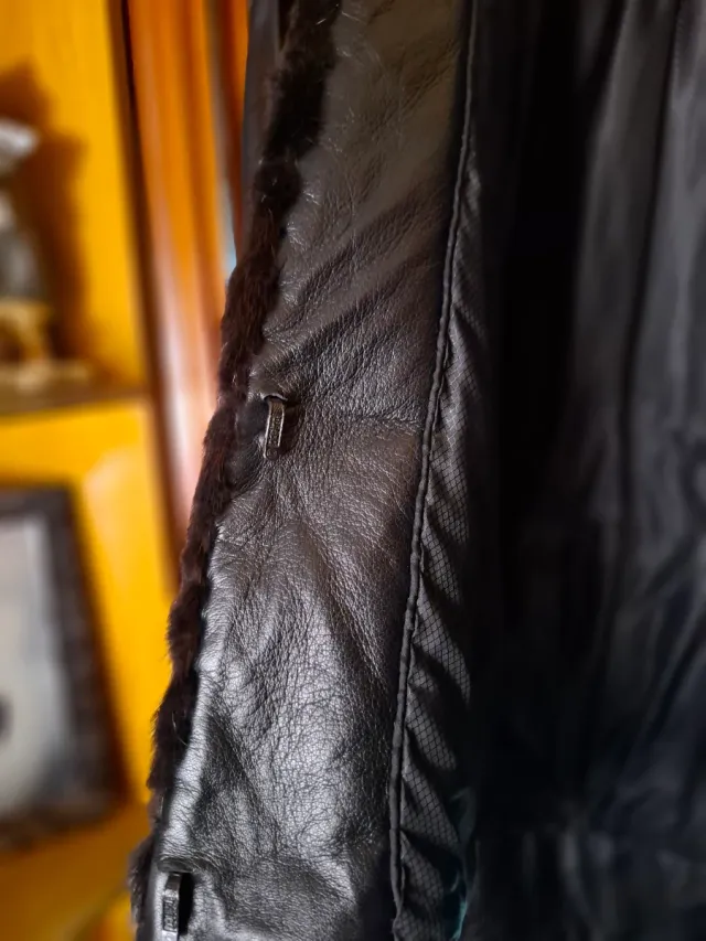 Cazadora cuero Mujer, Negra talla 54