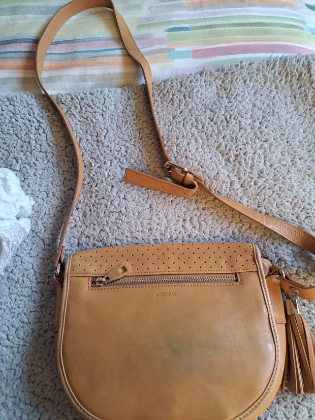 Bolso bandolera Uterqüe piel marrón