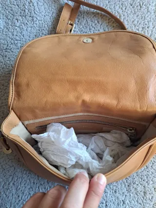 Bolso bandolera Uterqüe piel marrón