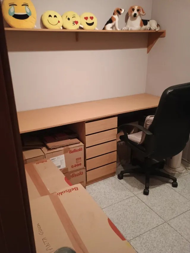 Escritorio amplio para dos personas,con armario.