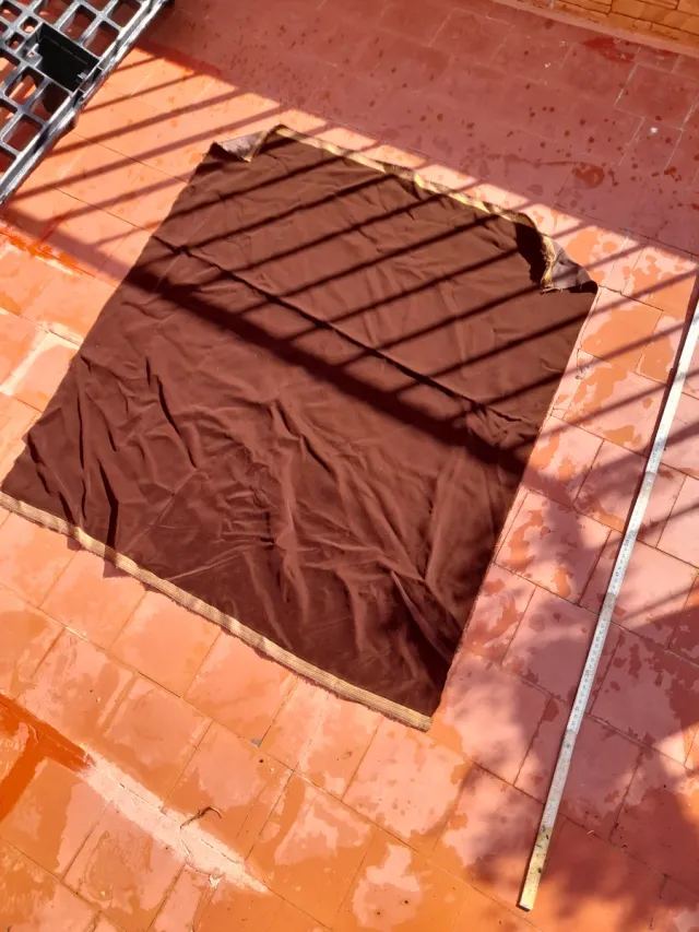 2 Paños Terciopelo Seda Marrón y Dorado