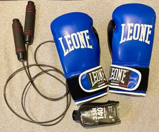 Guantes Boxeo Leone Mujer M-10 Oz Azul/Negro