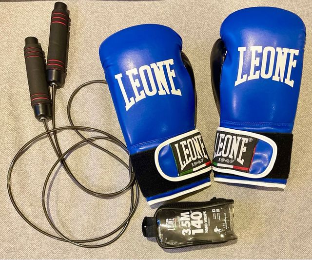 Guantes Boxeo Leone Mujer M-10 Oz Azul/Negro