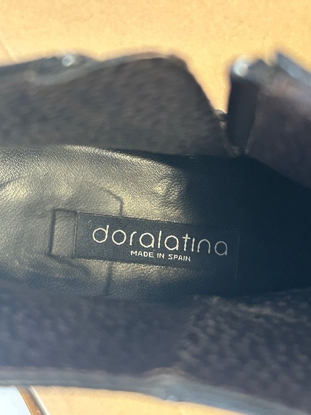 Botines de cuña en piel negros mujer