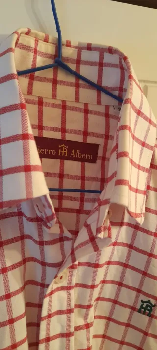 Camisa Hierro y Albero cuadros rojo y blanco
