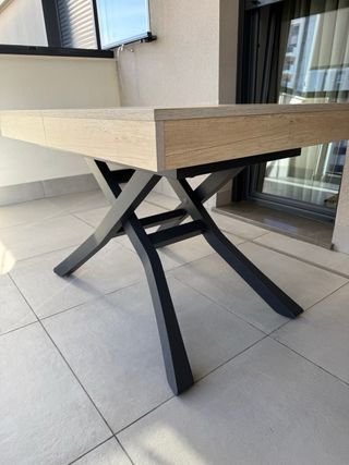 Mesa extensible madera y metal antracita