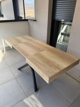 Mesa extensible madera y metal antracita