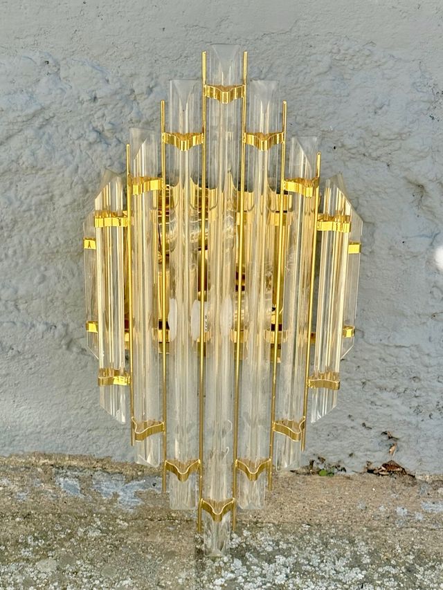 Aplique Venini Años 70 Italia Cristal Dorado