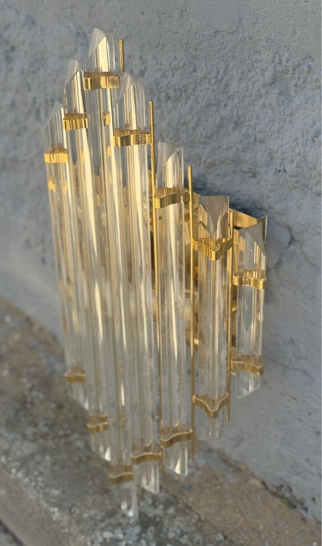 Aplique Venini Años 70 Italia Cristal Dorado