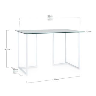 Mesa escritorio cristal y metal 160cm