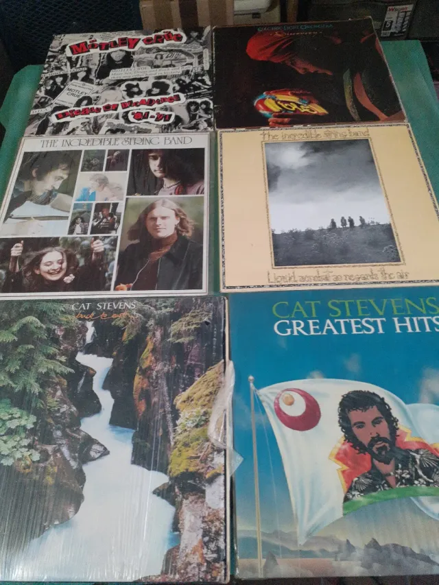 Lote 7 Vinilos LP: Mötley Crüe, ELO, Cat Stevens