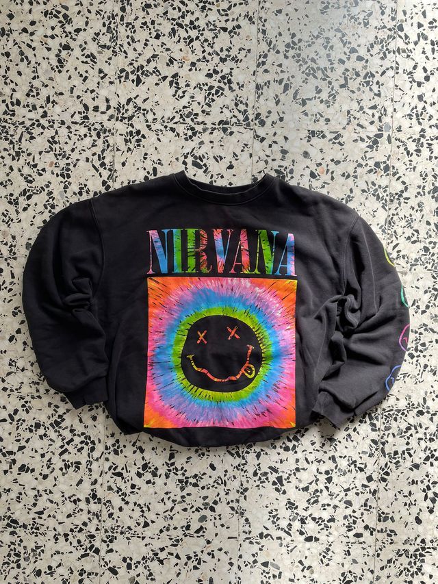 Sudadera Nirvana Tie-Dye Smiley Negra Talla S