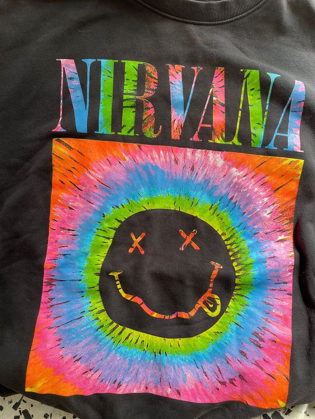Sudadera Nirvana Tie-Dye Smiley Negra Talla S