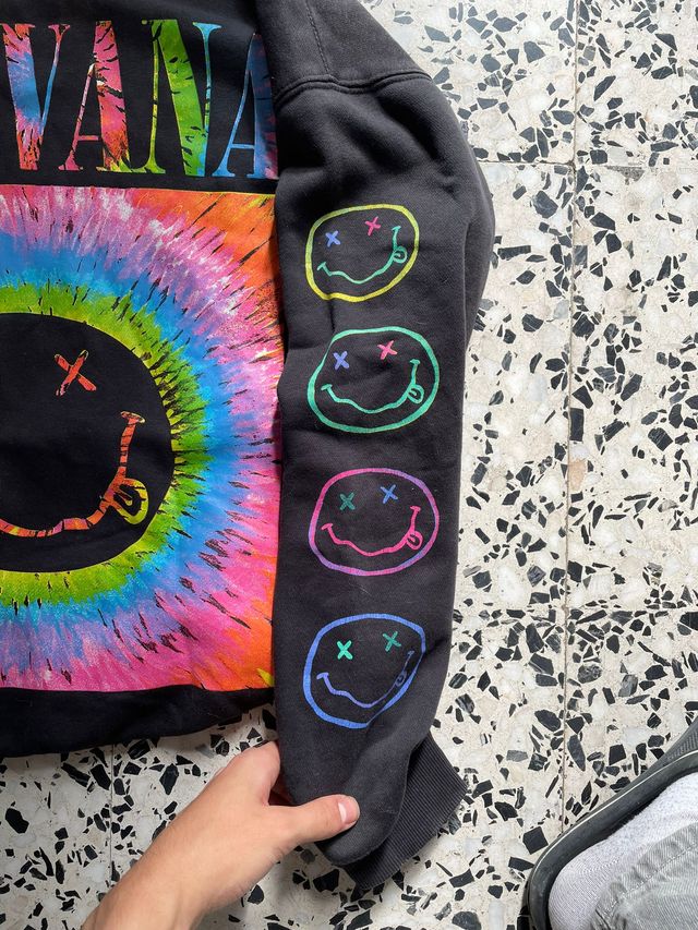 Sudadera Nirvana Tie-Dye Smiley Negra Talla S