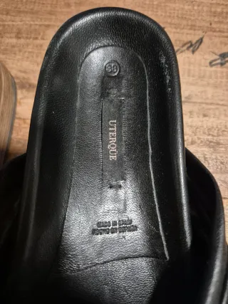 Sandalias Uterqüe Piel Negras Talla 38