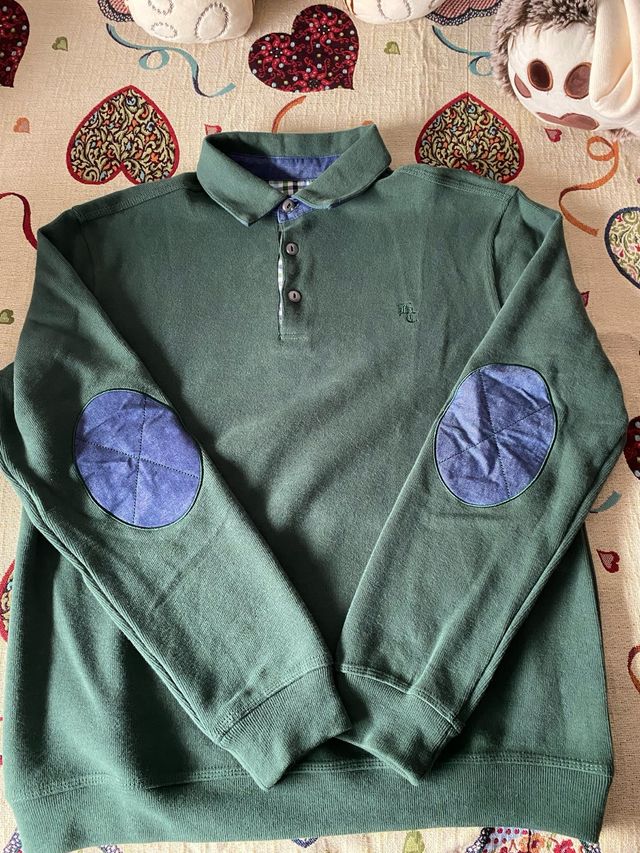 Polo de punto verde manga larga