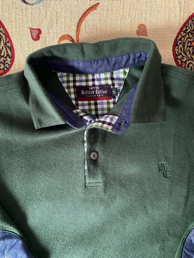 Polo de punto verde manga larga