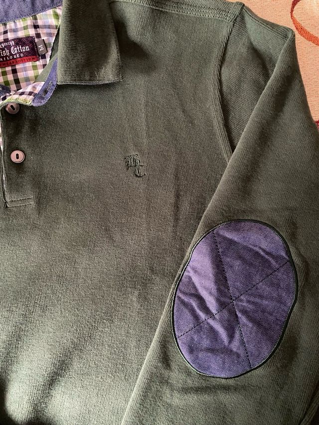 Polo de punto verde manga larga