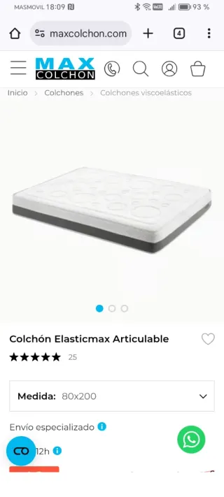 Colchón viscolastico ElasticMax 80x200