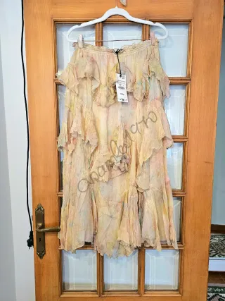 Falda estampada volantes zwcollection viscosa zara