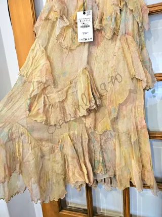 Falda estampada volantes zwcollection viscosa zara