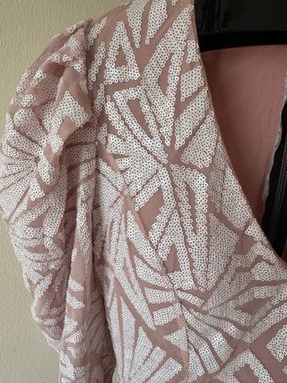 Vestido fiesta lentejuelas rosa y plata