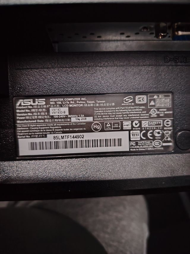 Monitor ASUS 19 Negro