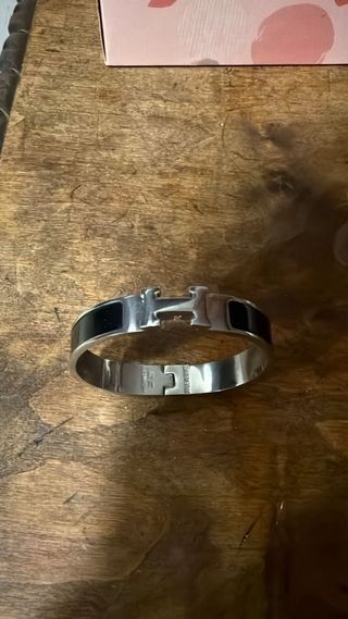 Pulsera Hermes Hombre Plata y Negro