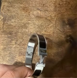 Pulsera Hermes Hombre Plata y Negro