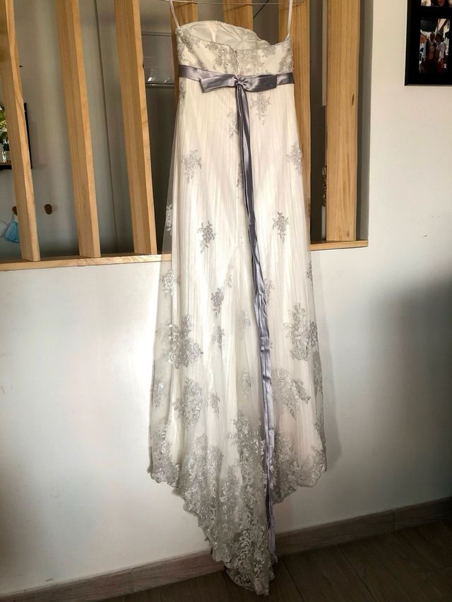 Vestido de Novia Pronovias Plata y Blanco