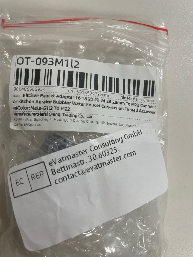 Adaptador grifo M22 macho a 1/2 macho