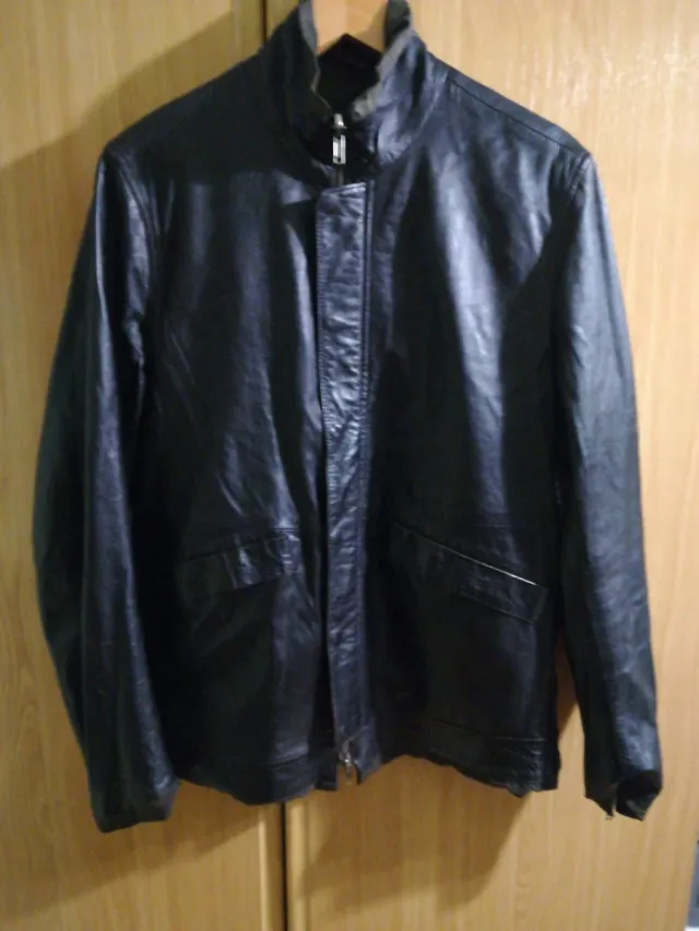 Chaqueta de piel negra reversible