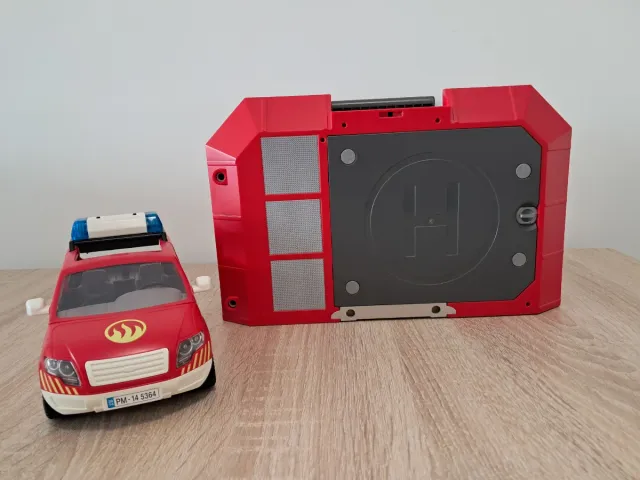 Lote Playmobil Bomberos: Coche, Helicóptero y Fig