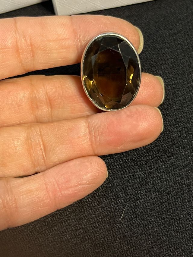 Anello Argento Quarzo Fumè Ovale