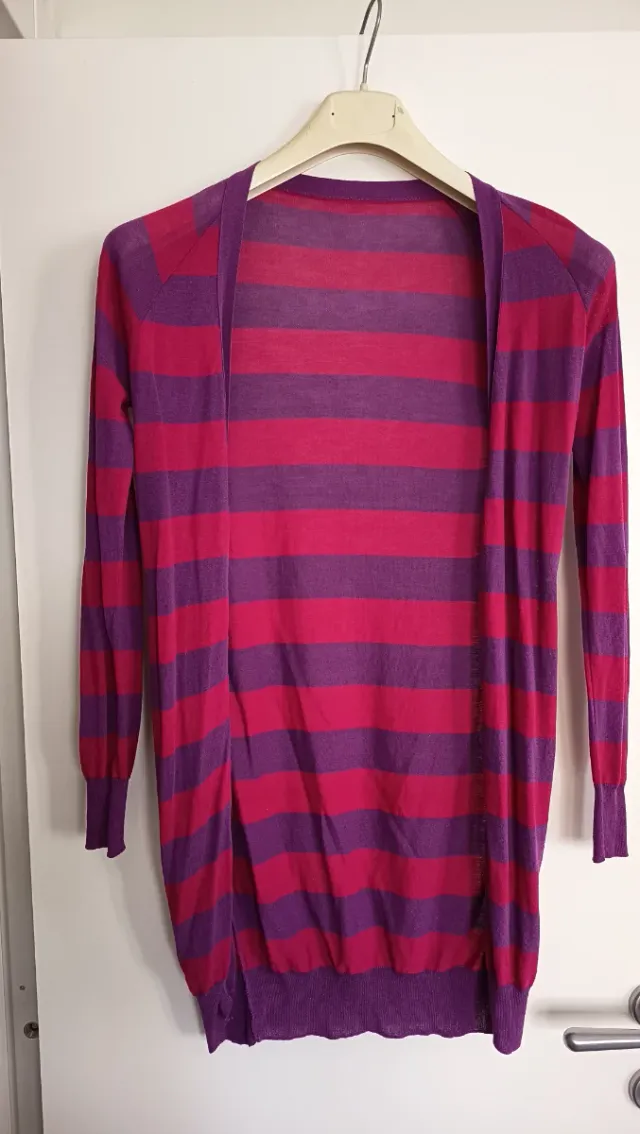 Cardigan Pinko righe fucsia/viola cotone