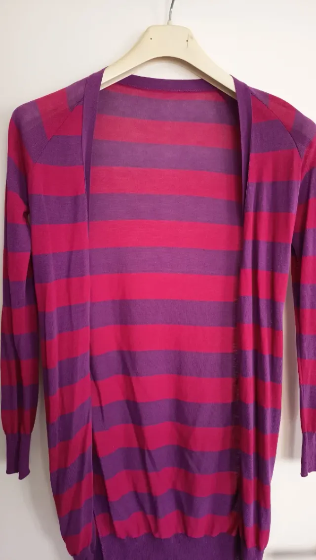 Cardigan Pinko righe fucsia/viola cotone