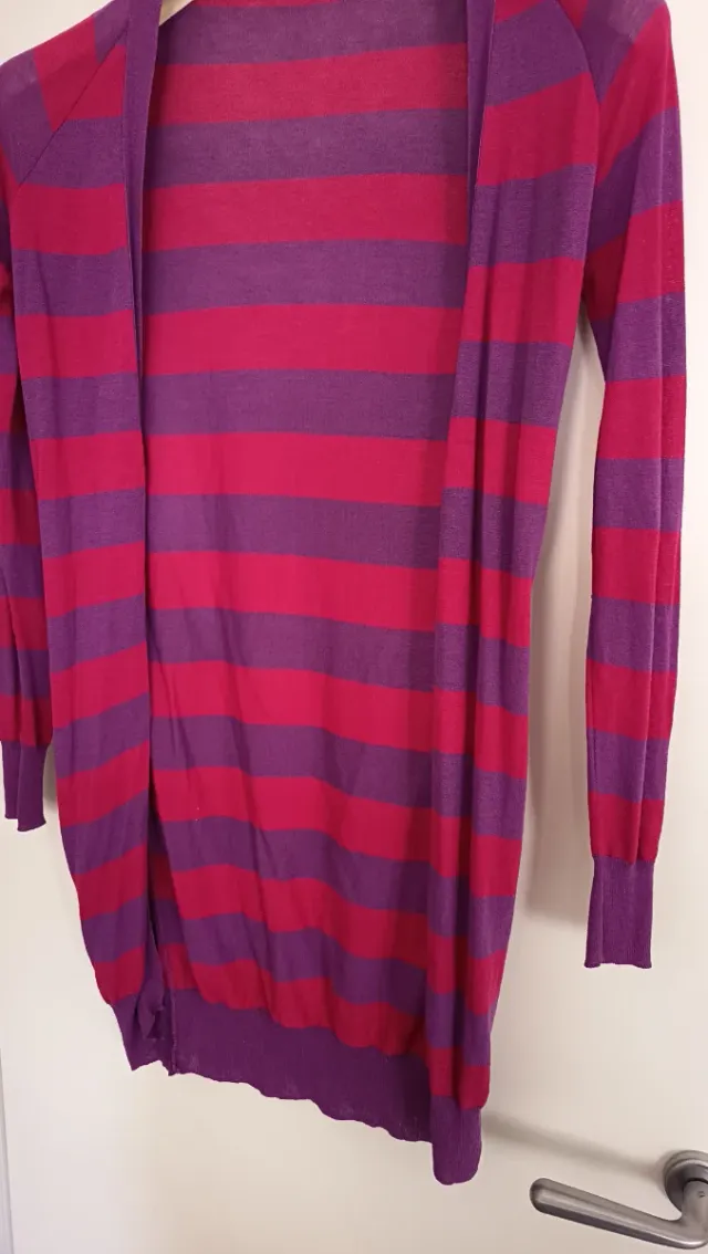 Cardigan Pinko righe fucsia/viola cotone